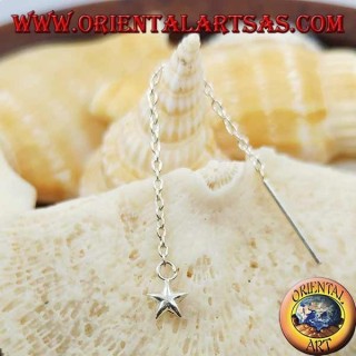 Silver chain earrings with 6 cm rounded star
