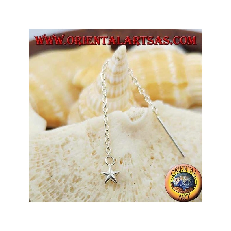 Silver chain earrings with 6 cm rounded star