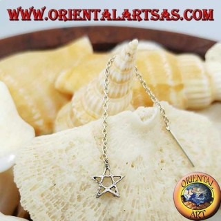 Orecchini in argento a catenina con stella traforata da 6 cm