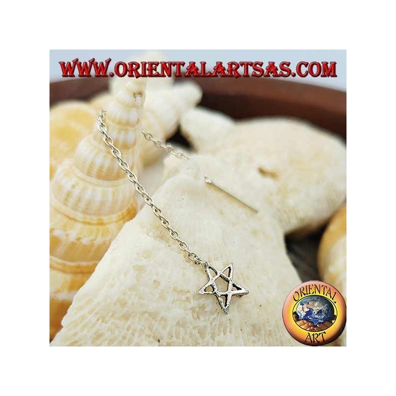 Orecchini in argento a catenina con stella traforata da 6 cm