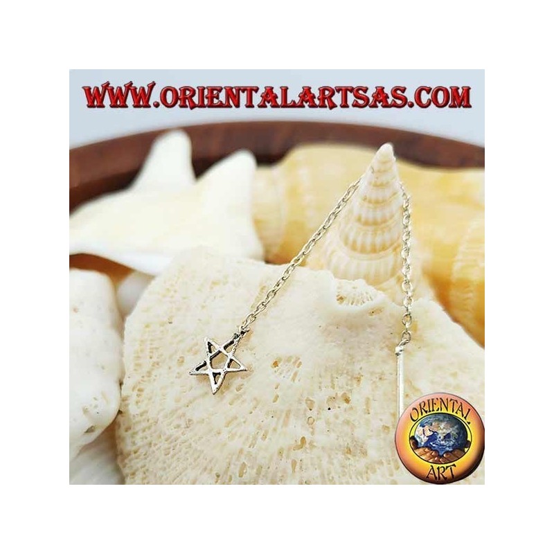 Orecchini in argento a catenina con stella traforata da 6 cm