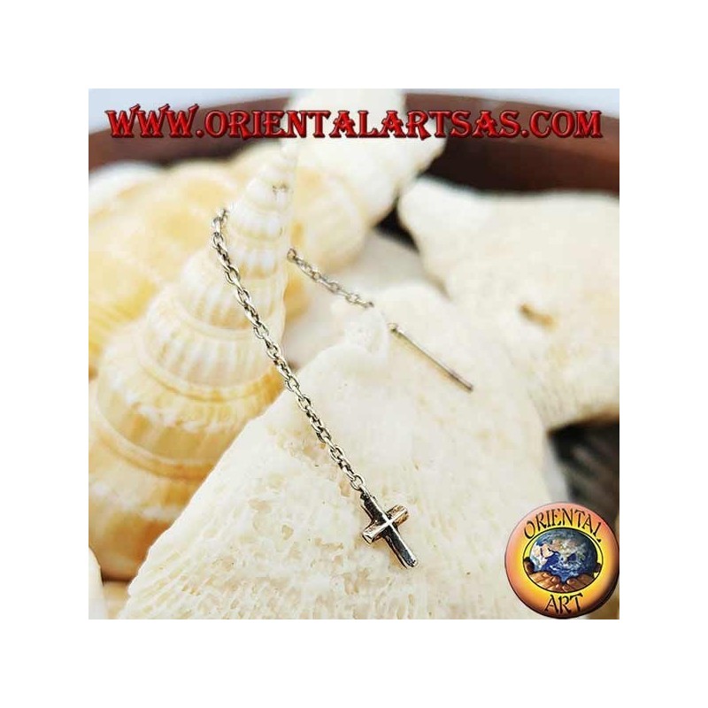 Orecchini in argento a catenina con croce da 6 cm