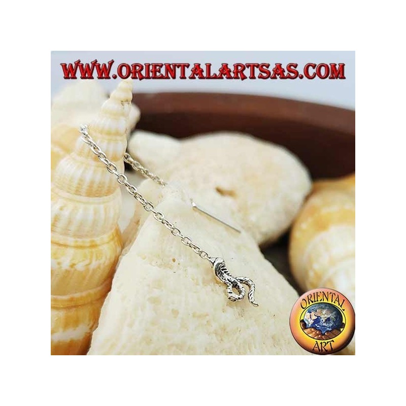 Boucles d'oreilles chaîne en argent avec cobra 6 cm