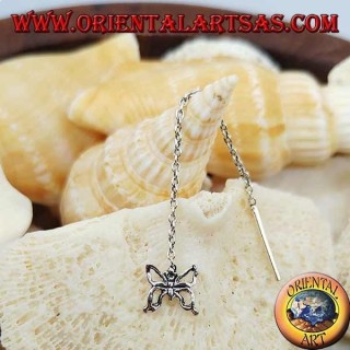 Boucles d'oreilles chaîne en argent avec papillon 6 cm