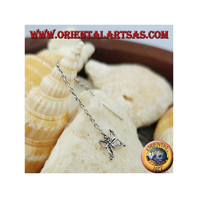 Orecchini in argento a catenina con farfalla da 6 cm