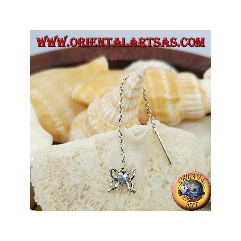 Orecchini in argento a catenina con farfalla da 6 cm