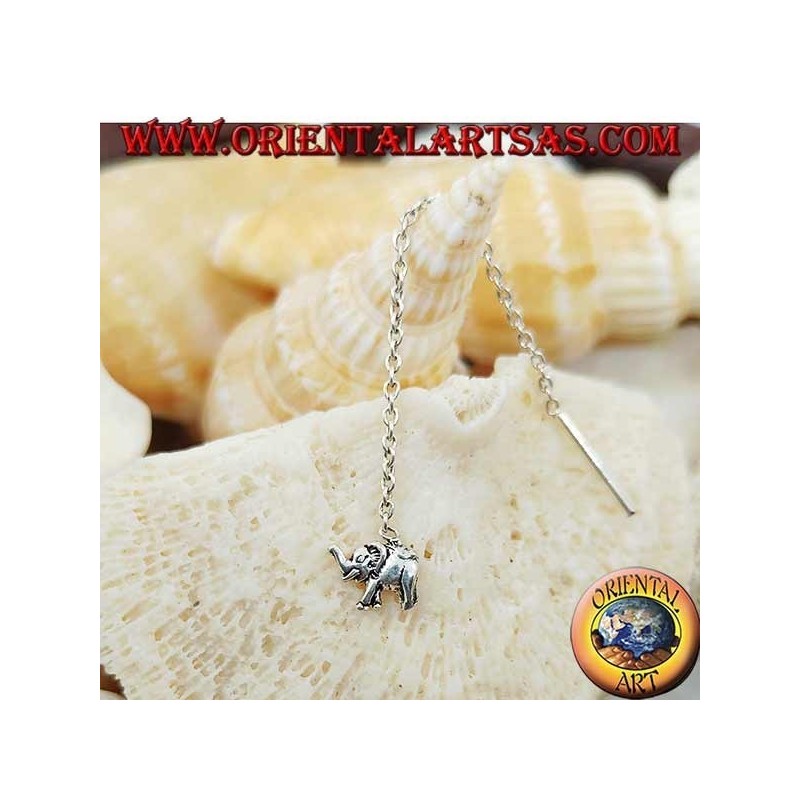 Silver chain earrings with 6 cm elephant