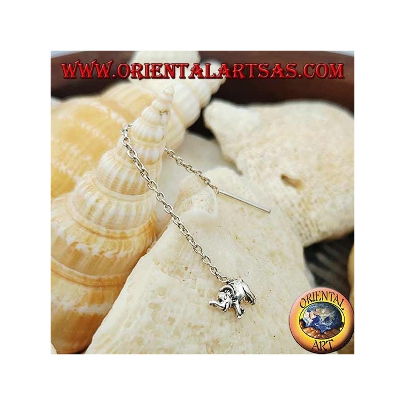 Silver chain earrings with 6 cm elephant