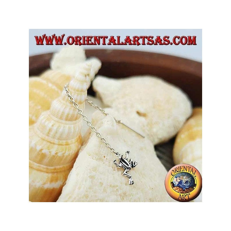 Orecchini in argento a catenina con rana da 6 cm