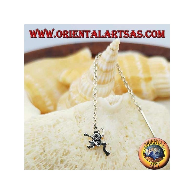 Boucles d'oreilles chaîne en argent avec grenouille 6 cm