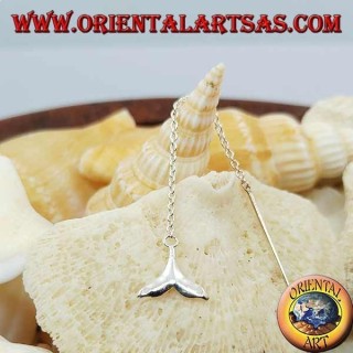 Orecchini in argento a catenina con coda di balena da 6 cm
