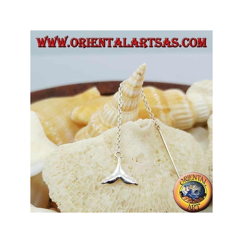 Silver earrings with 6 cm whale tail chain