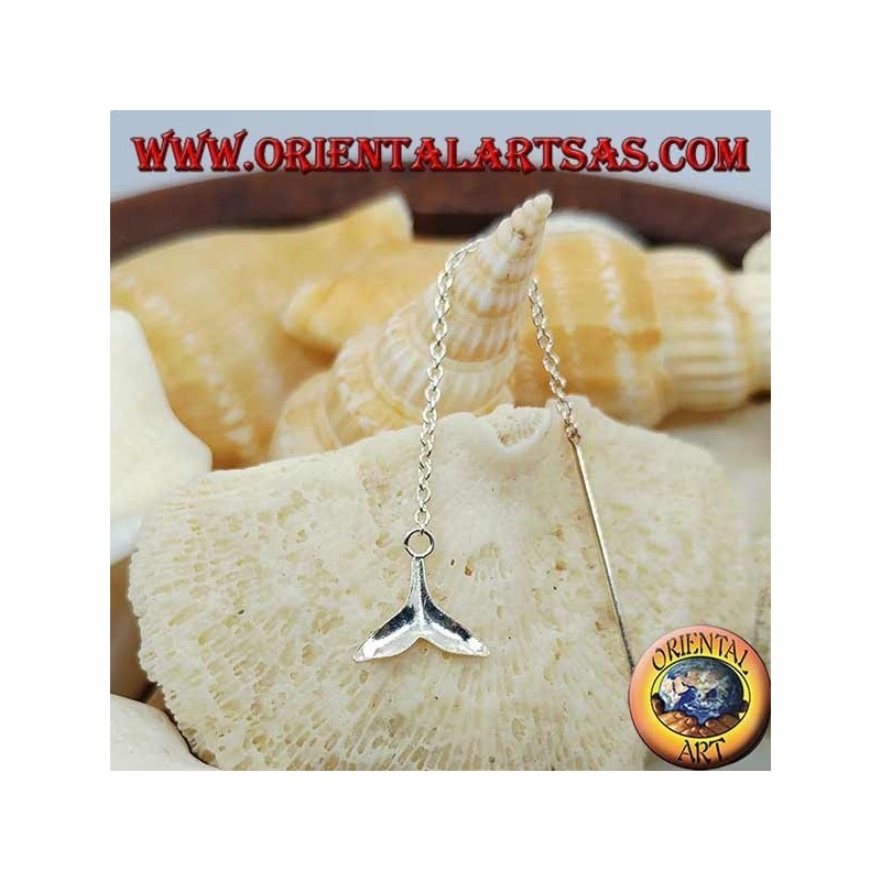 Silver earrings with 6 cm whale tail chain