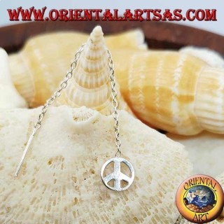 Silver chain earrings with 6 cm peace symbol