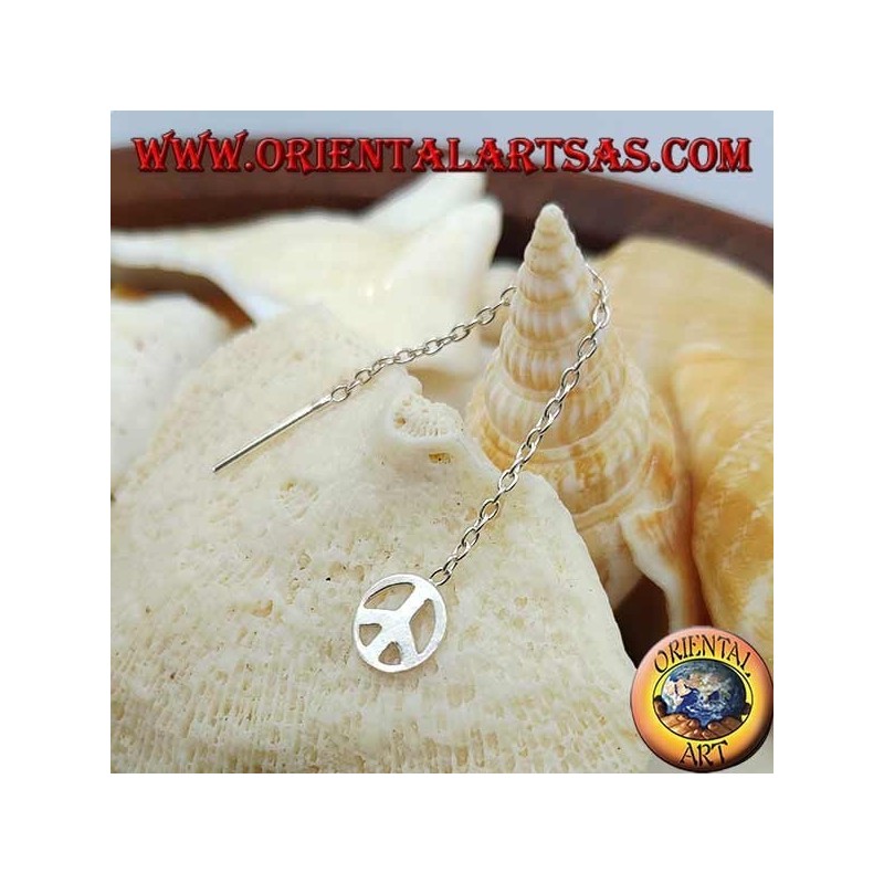 Pendientes de plata con símbolo de paz de 6 cm.