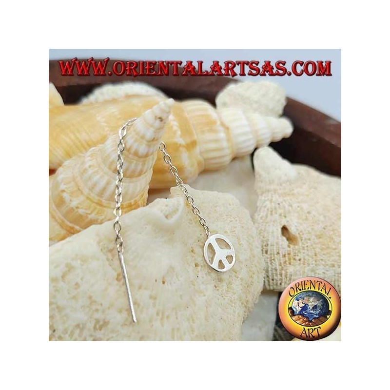 Pendientes de plata con símbolo de paz de 6 cm.