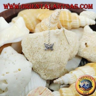 Orecchini in argento a catenina con farfalla stilizzata da 6 cm