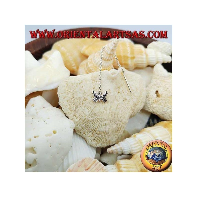 Silver chain earrings with 6 cm stylized butterfly