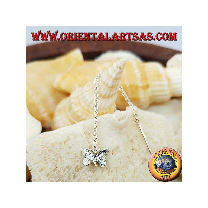 Silver chain earrings with 6 cm stylized butterfly