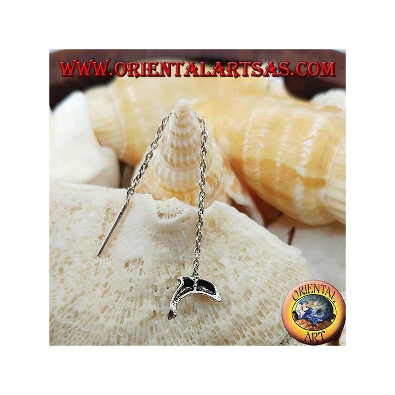 Pendientes de plata con delfines de 6 cm.