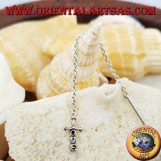 Silver chain earrings with a 6 cm sword of love