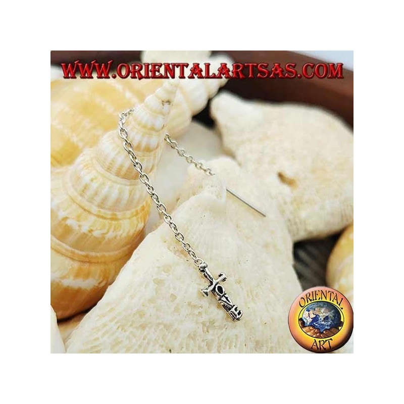 Orecchini in argento a catenina con spada dell'amore da 6 cm