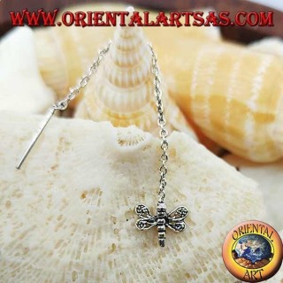 Boucles d'oreilles chaîne en argent avec libellule 6 cm