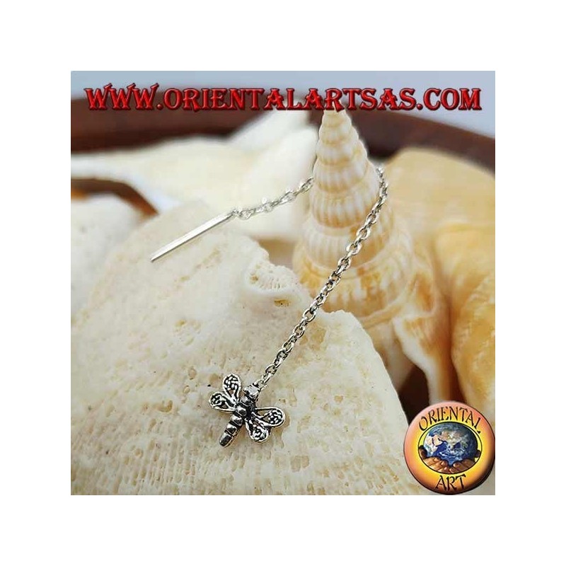 Boucles d'oreilles chaîne en argent avec libellule 6 cm