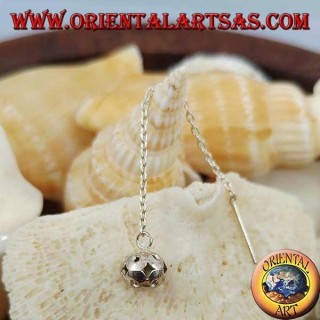 Silver chain earrings with 6 cm takraw ball