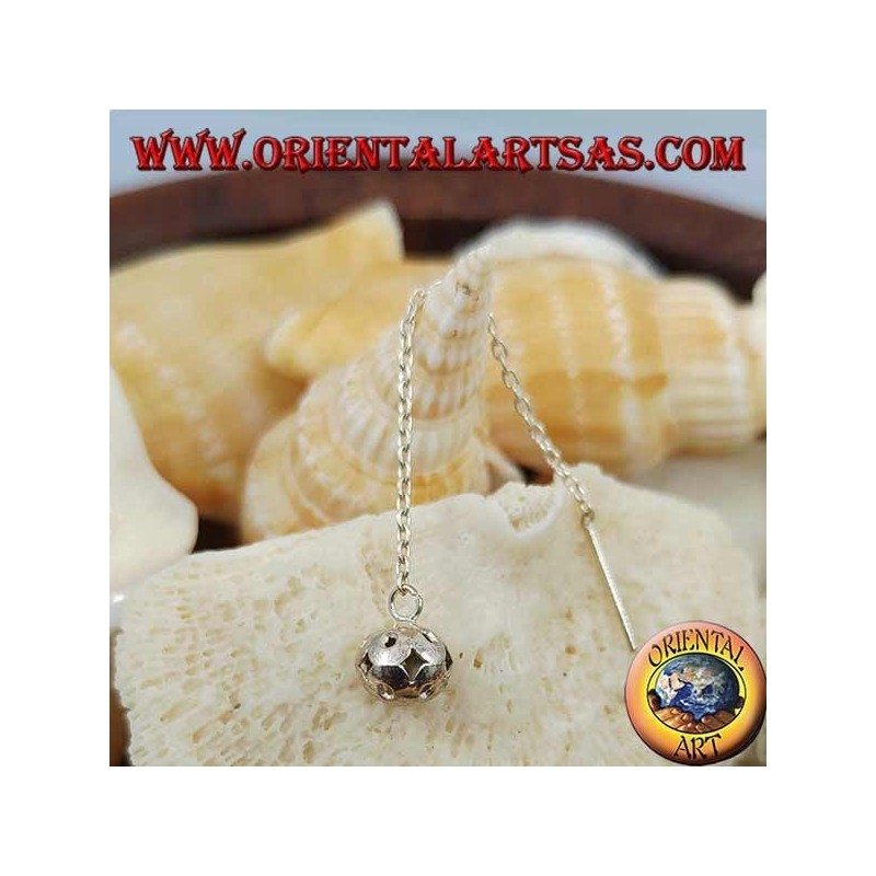 Silver chain earrings with 6 cm takraw ball