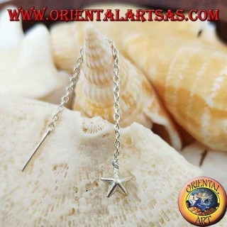 Pendientes de cadena de plata con una estrella redonda grande de 6 cm.