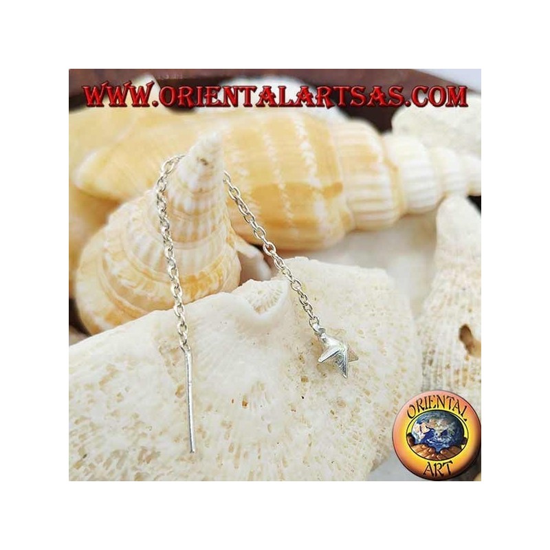 Orecchini in argento a catenina con stella bombata grande da 6 cm