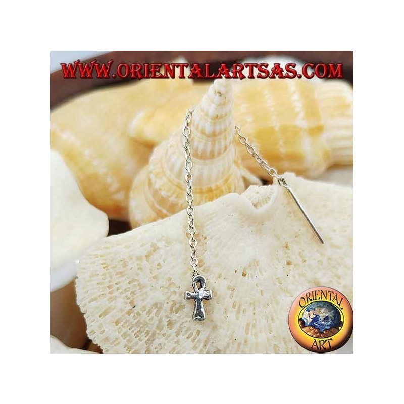 Boucles d'oreilles chaîne en argent avec croix ankh de 6 cm