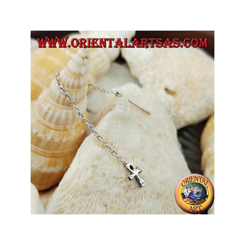 Pendientes de plata con cadena de 6 cm de cruz ankh