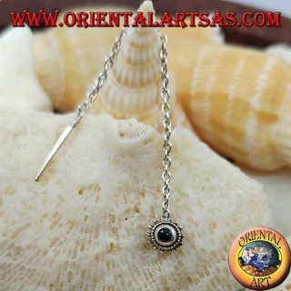 Pendientes de plata con cadena solar con ónix de 6 cm.