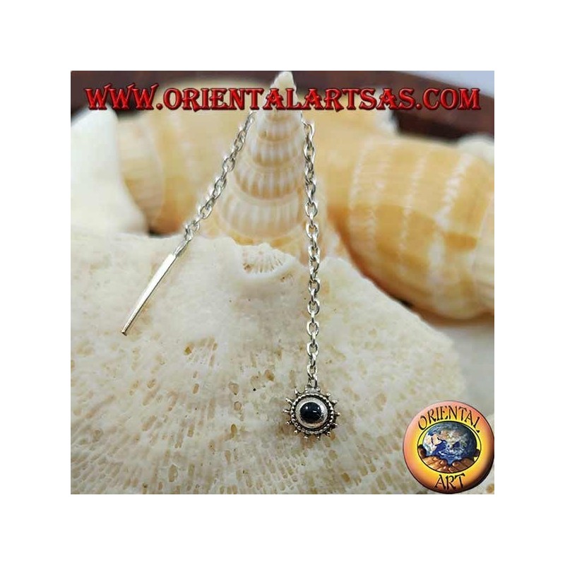 Pendientes de plata con cadena solar con ónix de 6 cm.
