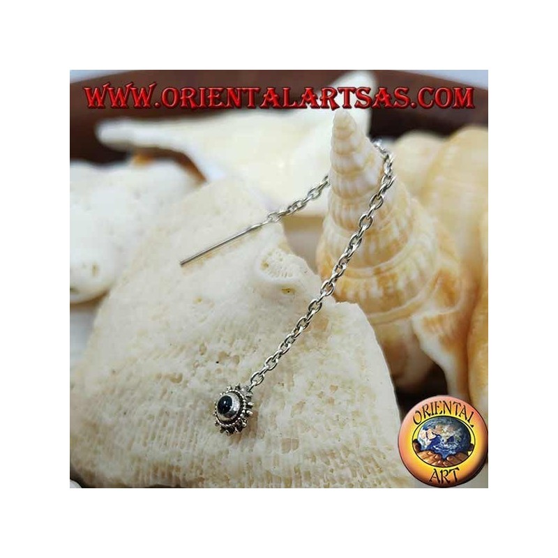 Orecchini in argento a catenina sole con onice da 6 cm