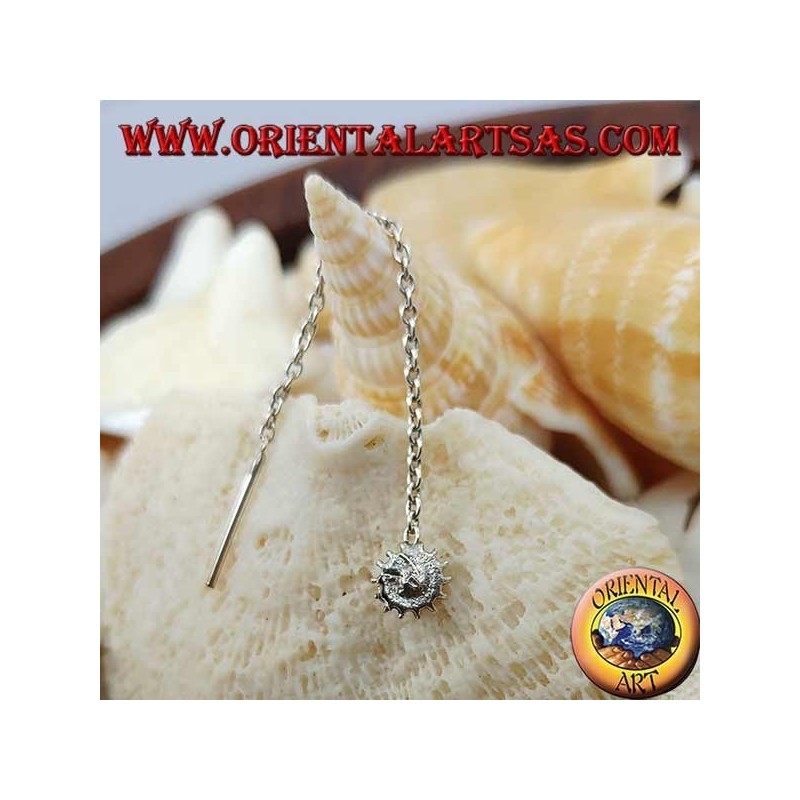 Pendientes de plata con cadena solar con ónix de 6 cm.