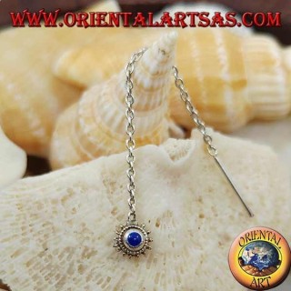 Boucles d'oreilles en argent avec chaîne solaire avec lapis de 6 cm