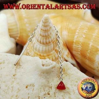 Boucles d'oreilles chaîne en argent avec triangle rouge de 6 cm