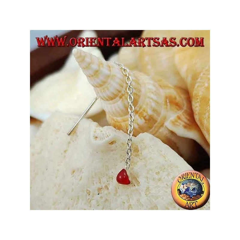 Pendientes de plata con triángulo rojo de 6 cm.