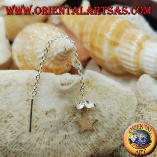 Orecchini in argento a catenina con stella sotto l'ombrello da 6 cm