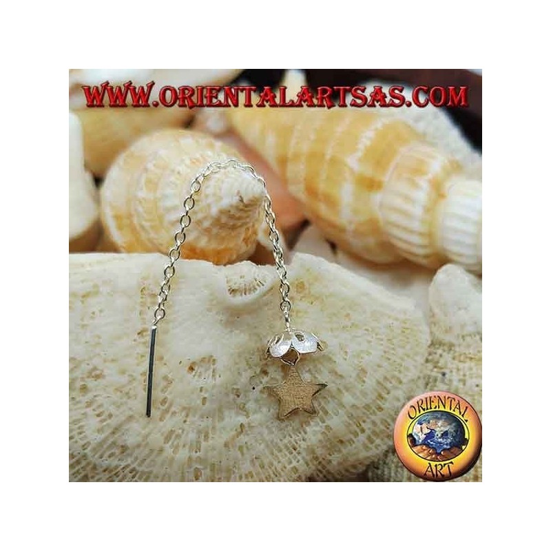 Silver chain earrings with star under the 6 cm umbrella