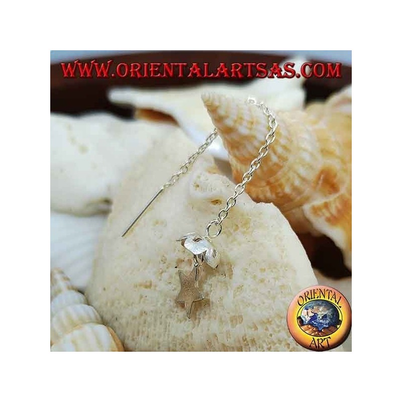 Orecchini in argento a catenina con stella sotto l'ombrello da 6 cm