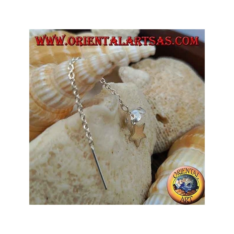 Pendientes de cadena de plata con estrella bajo el paraguas de 6 cm.