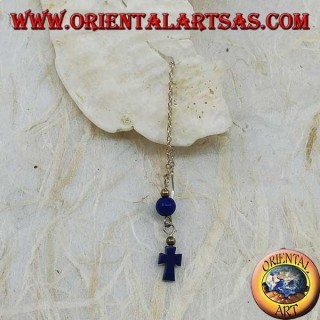 Orecchini in argento a catenina con croce e pallina lapis da 8 cm