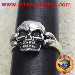 Schädel Ring mit Knochen, 925 Silber