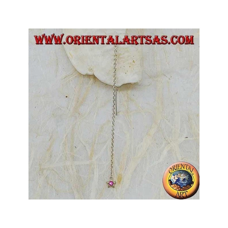 Silberne Sternenkettenohrringe mit 9 cm rosa Strasssteinen