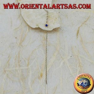 Boucles d'oreilles chaîne en argent avec strass bleu 9 cm