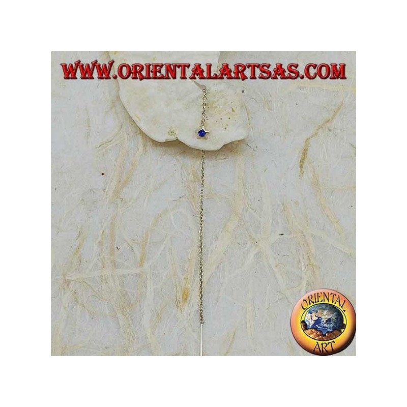 Pendientes de plata con cadena de estrella y diamantes de imitación azules de 9 cm